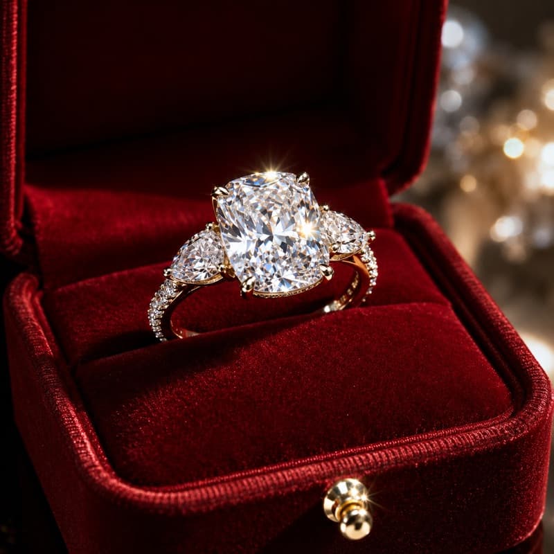 Anniversary ring presented in a jewelry box at a private consultation
